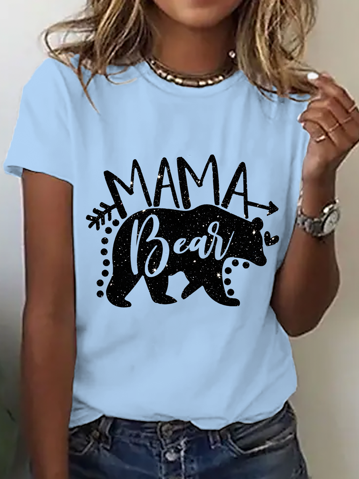 Casual Text Letters Crew Neck Short Sleeve T-shirt