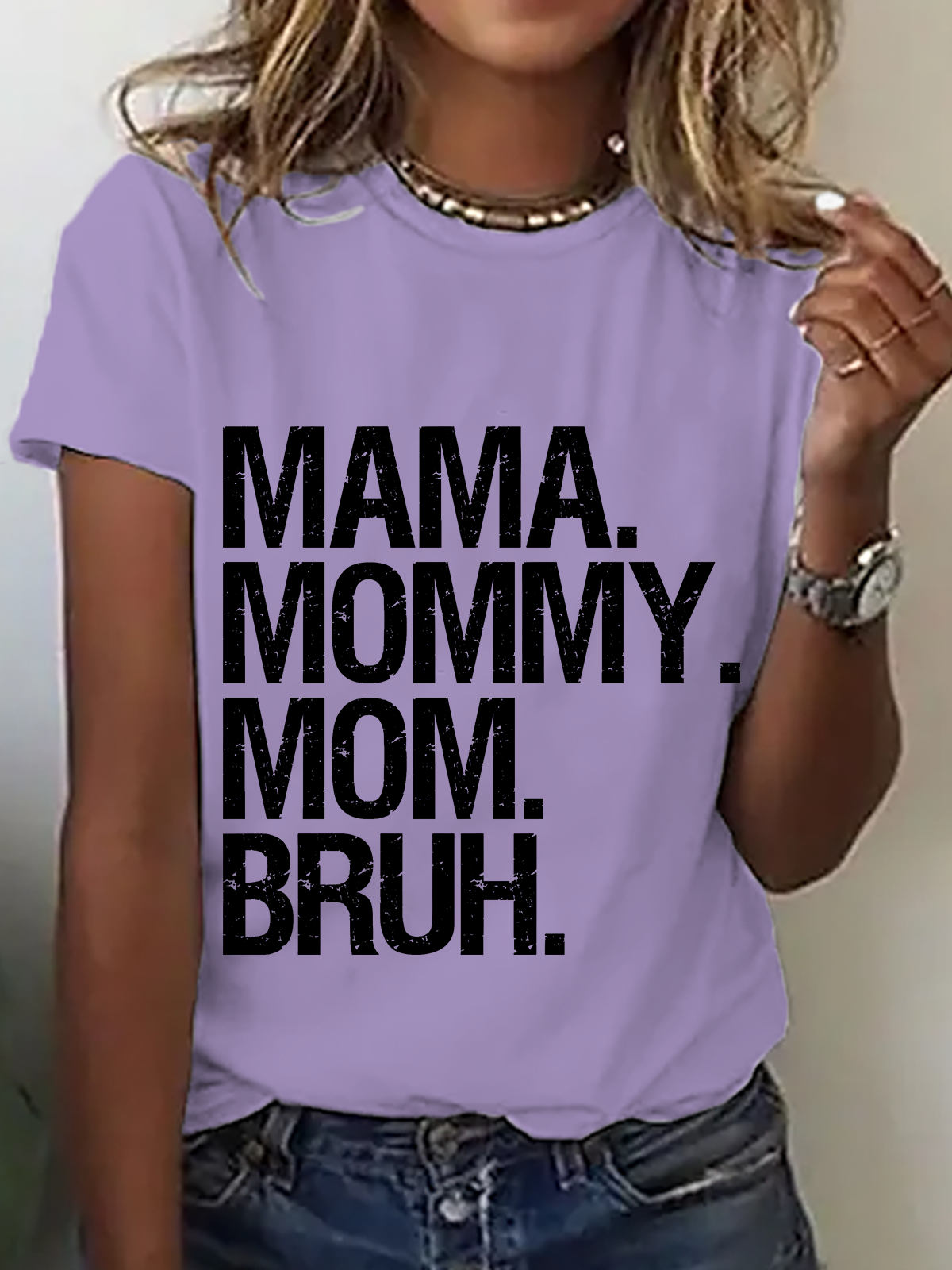 Casual Text Letters Crew Neck Short Sleeve T-shirt