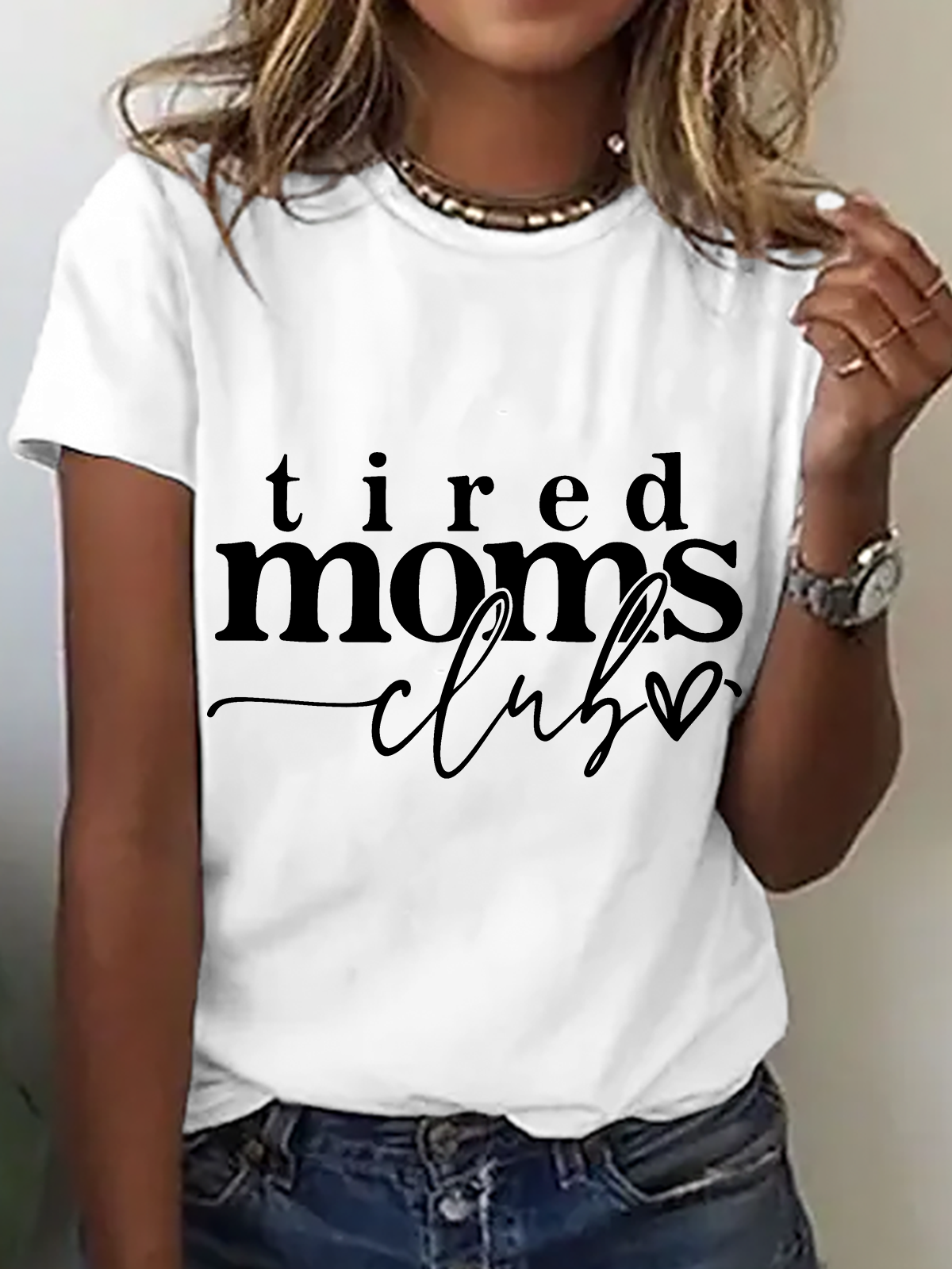 Casual Text Letters Crew Neck Short Sleeve T-shirt