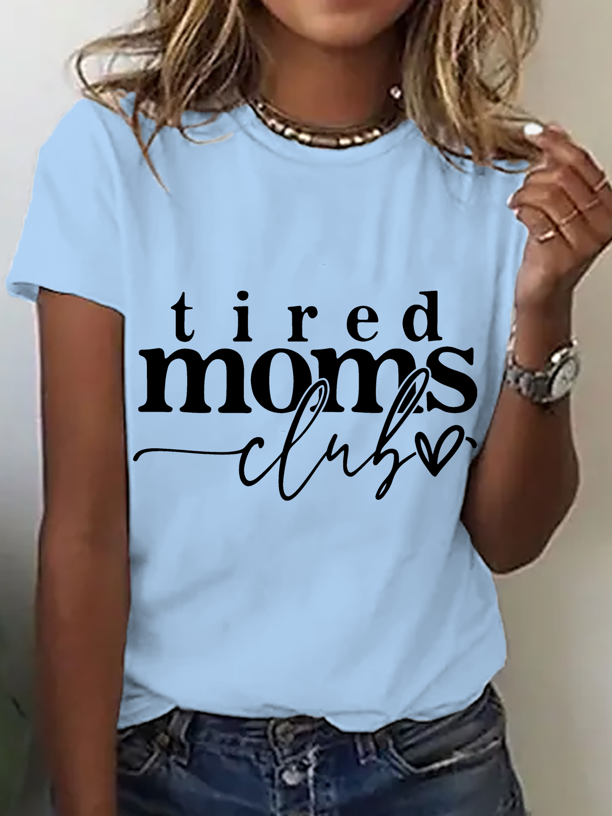 Casual Text Letters Crew Neck Short Sleeve T-shirt