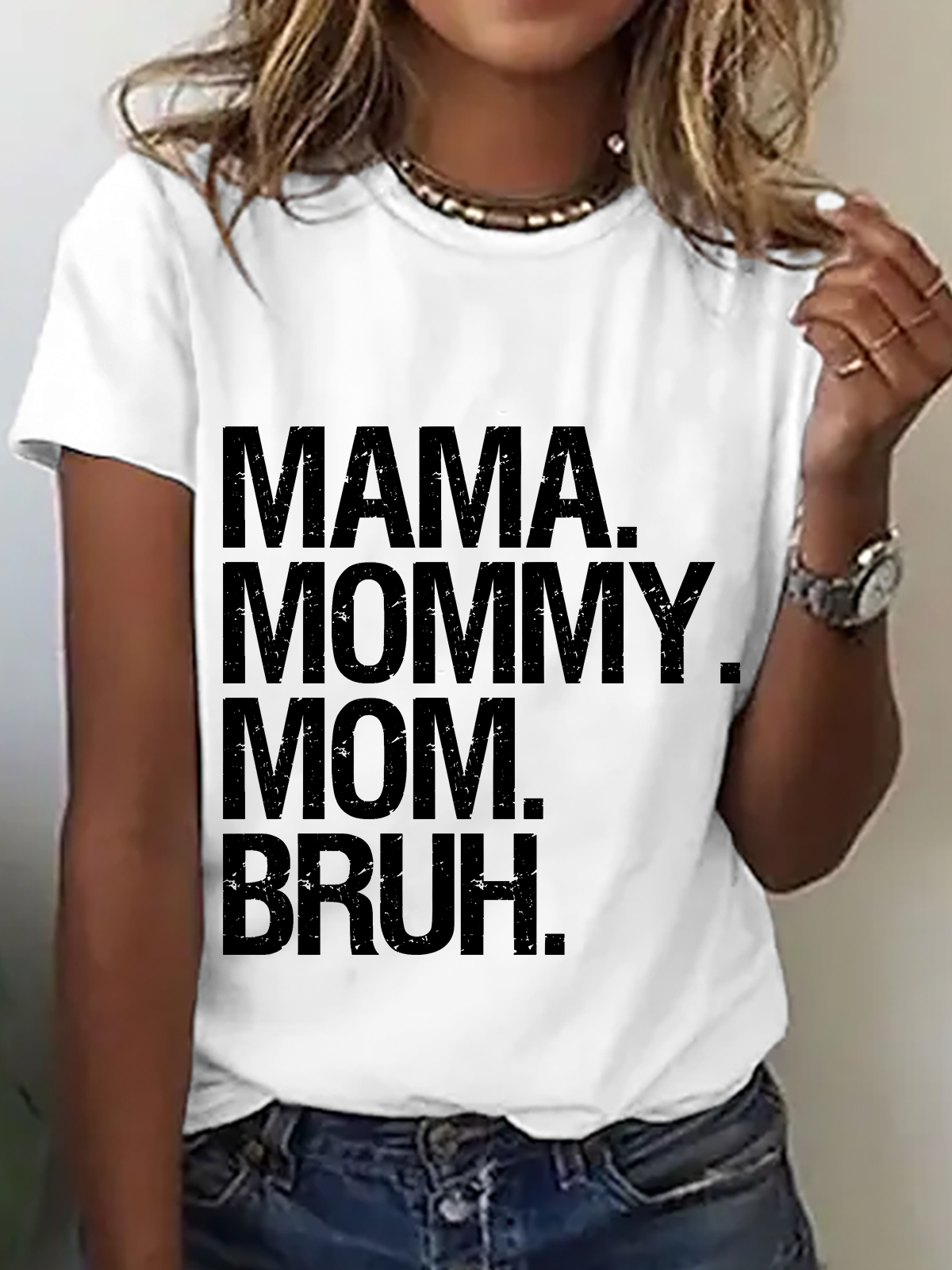 Casual Text Letters Crew Neck Short Sleeve T-shirt