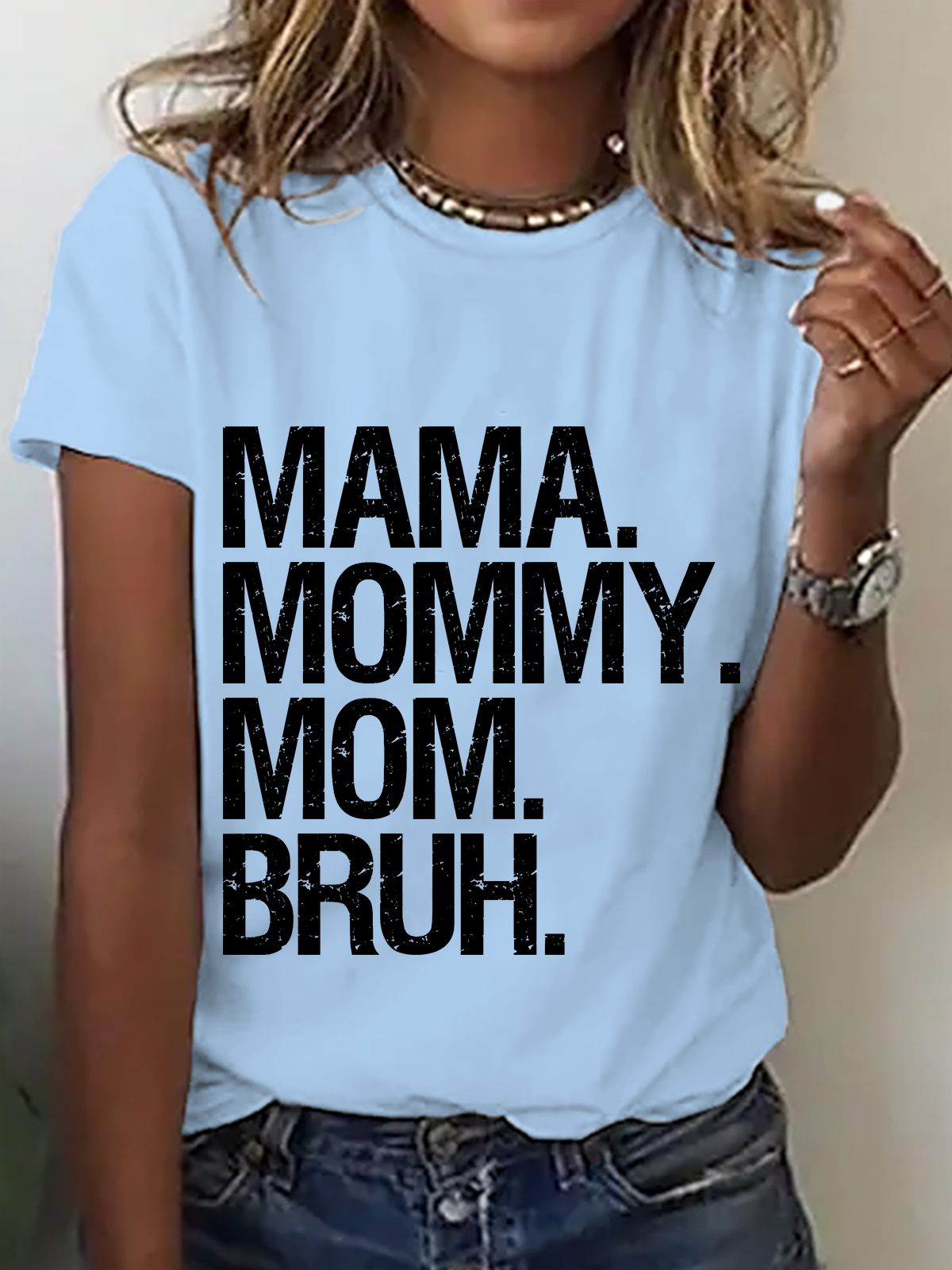 Casual Text Letters Crew Neck Short Sleeve T-shirt