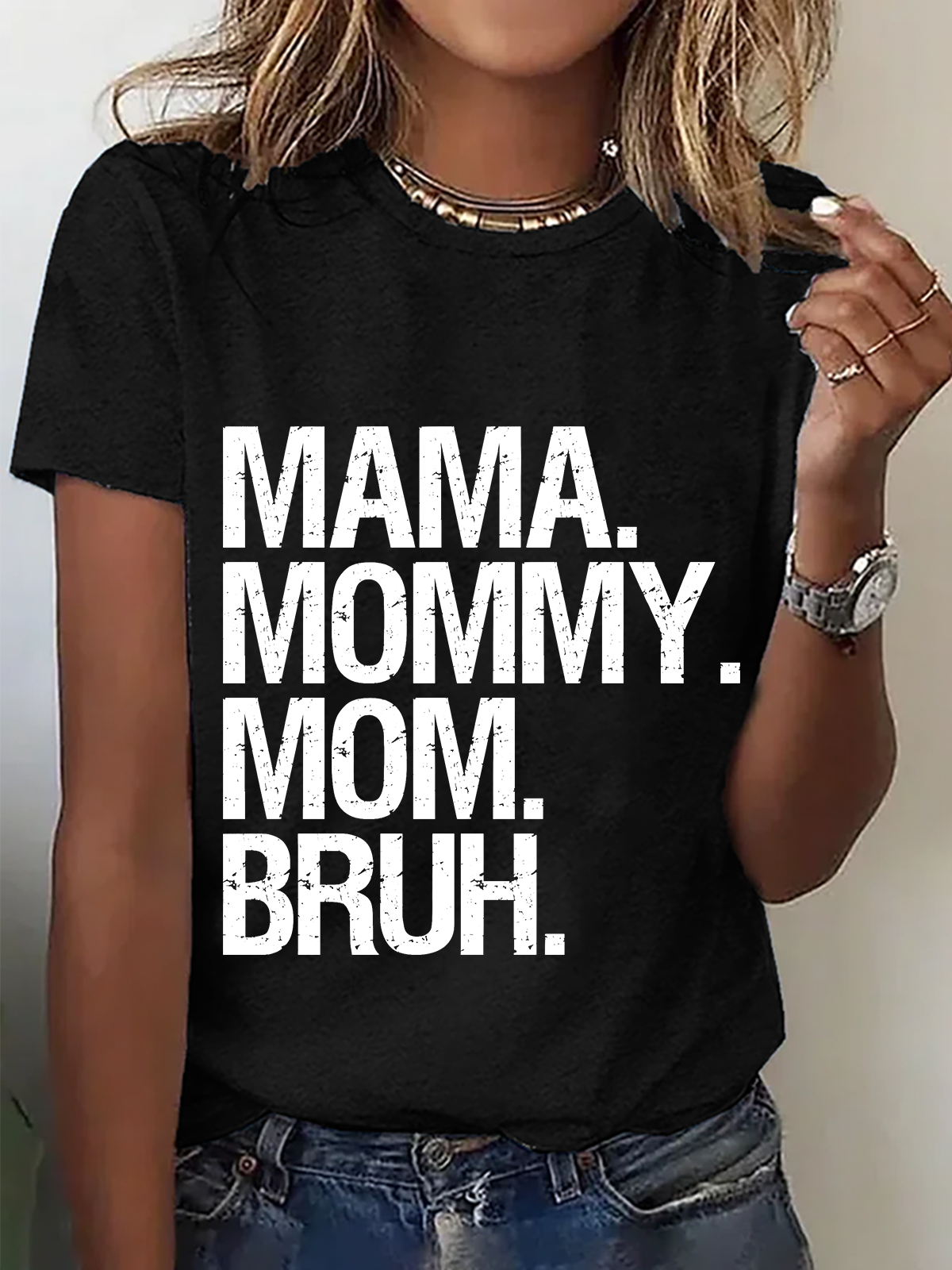 Casual Text Letters Crew Neck Short Sleeve T-shirt