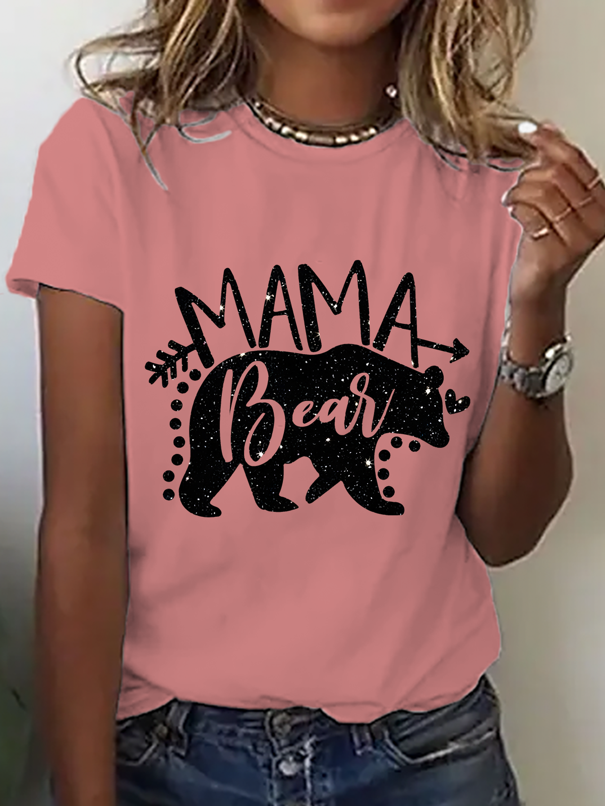 Casual Text Letters Crew Neck Short Sleeve T-shirt