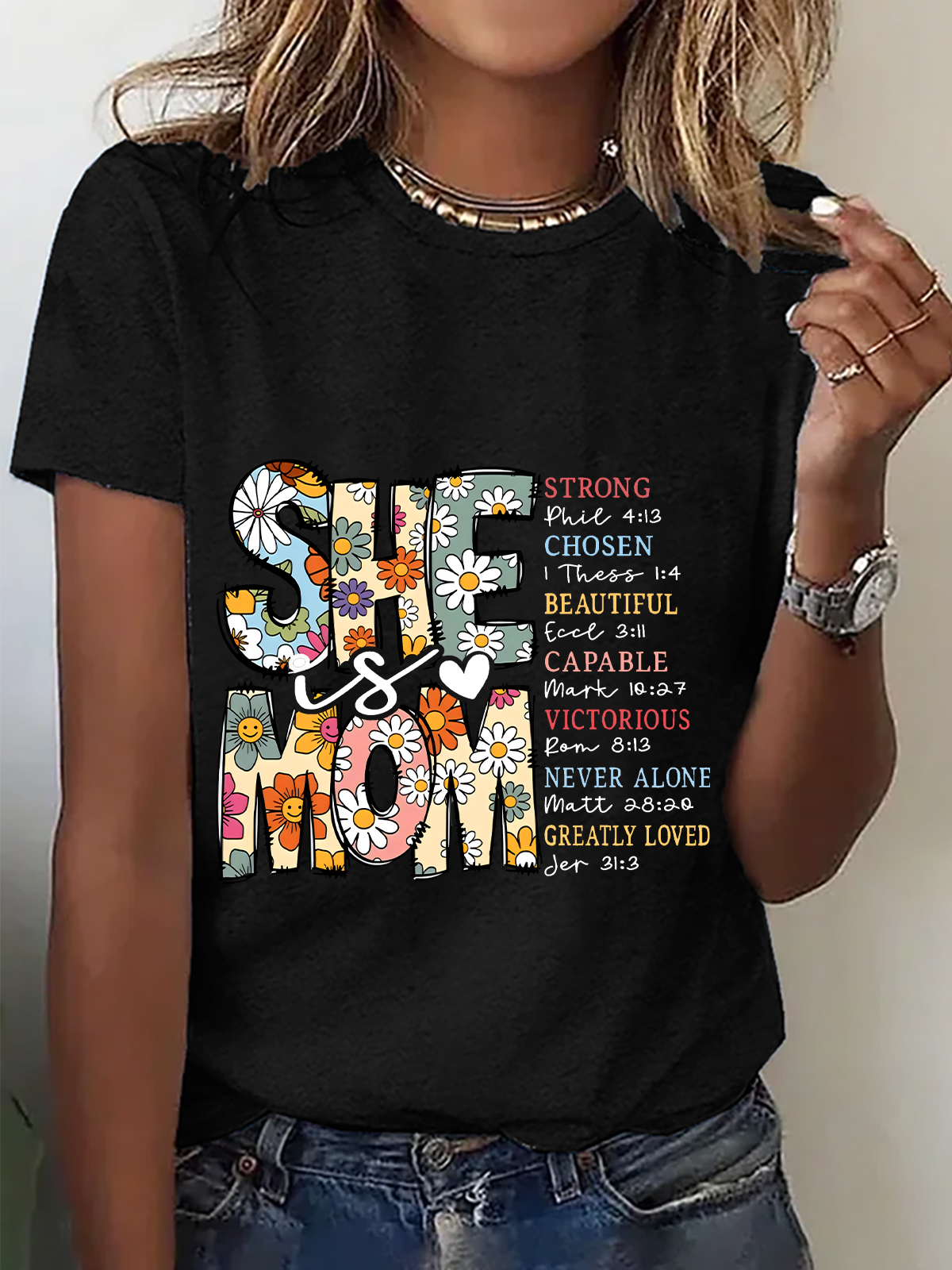 Casual Text Letters Crew Neck Short Sleeve T-shirt