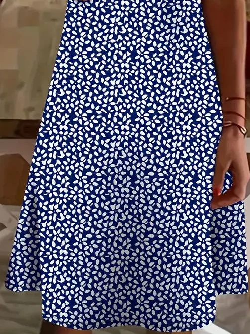Women Floral V Neck Short Sleeve Comfy Casual Printing Knee Length Dress
