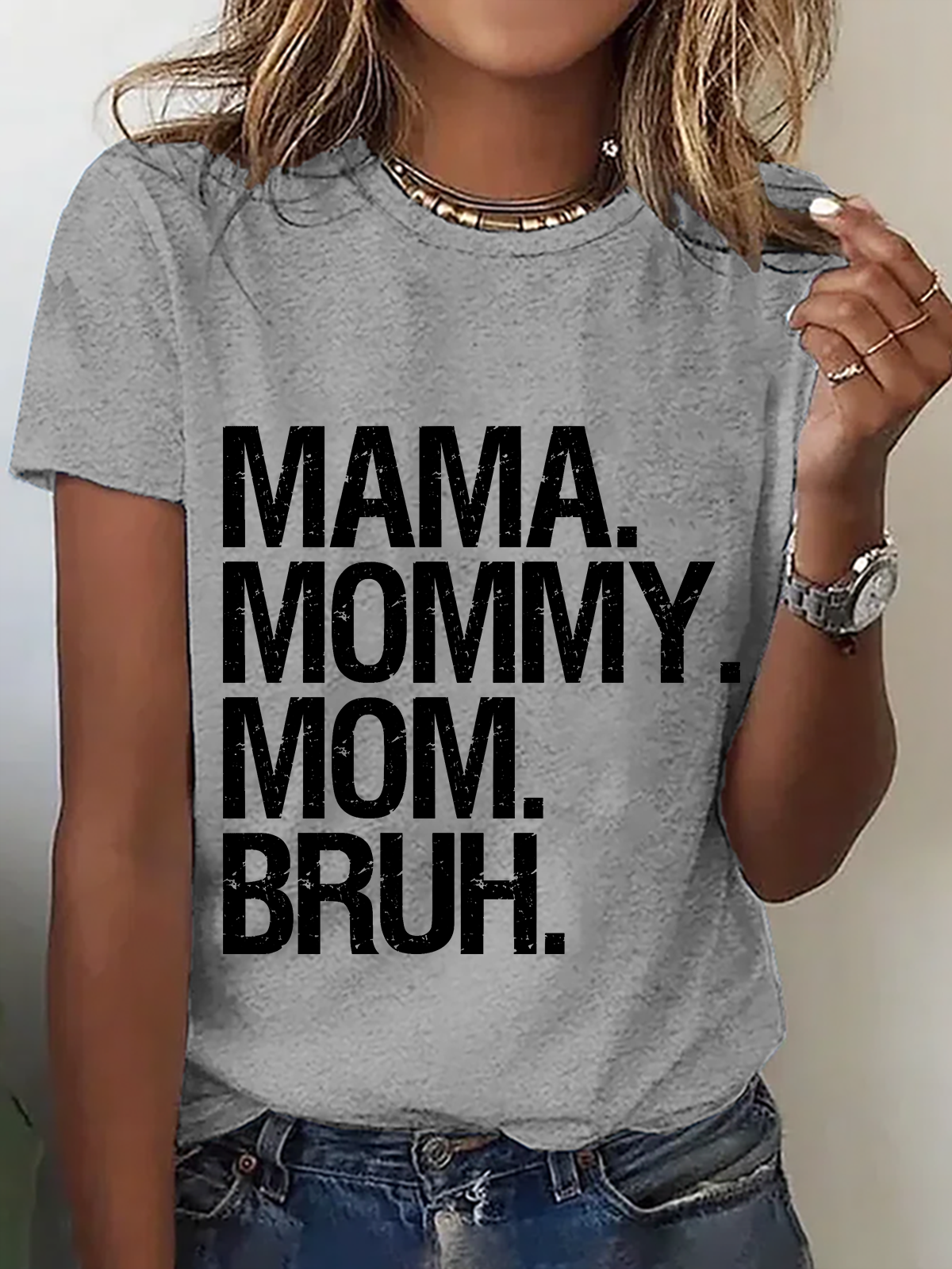 Casual Text Letters Crew Neck Short Sleeve T-shirt