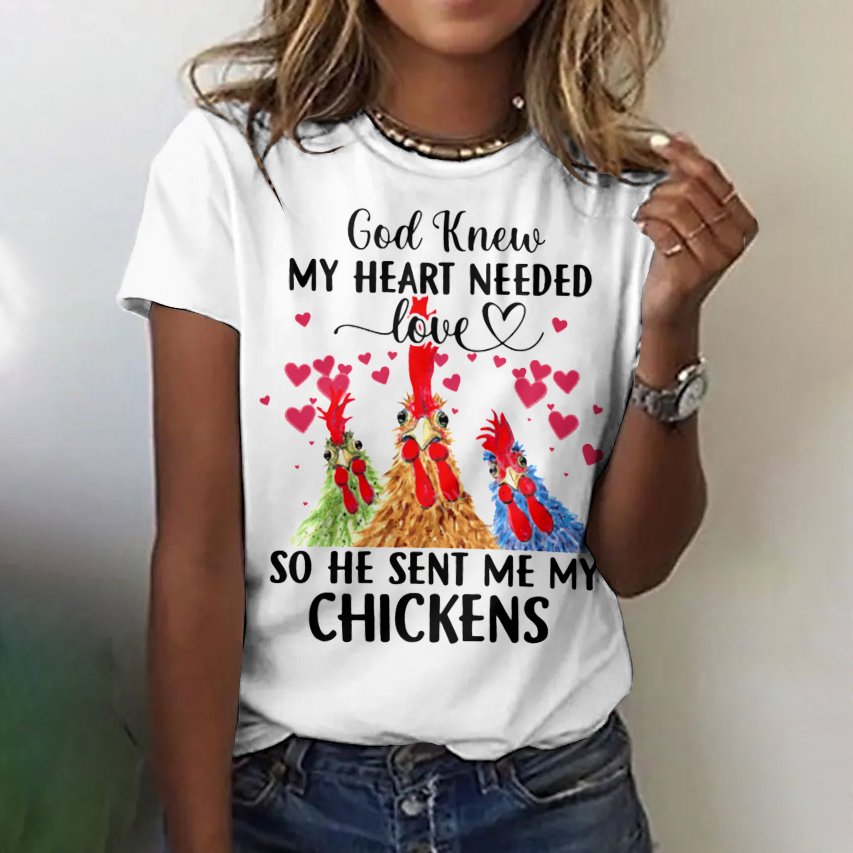 Casual Animal Crew Neck Short Sleeve T-shirt