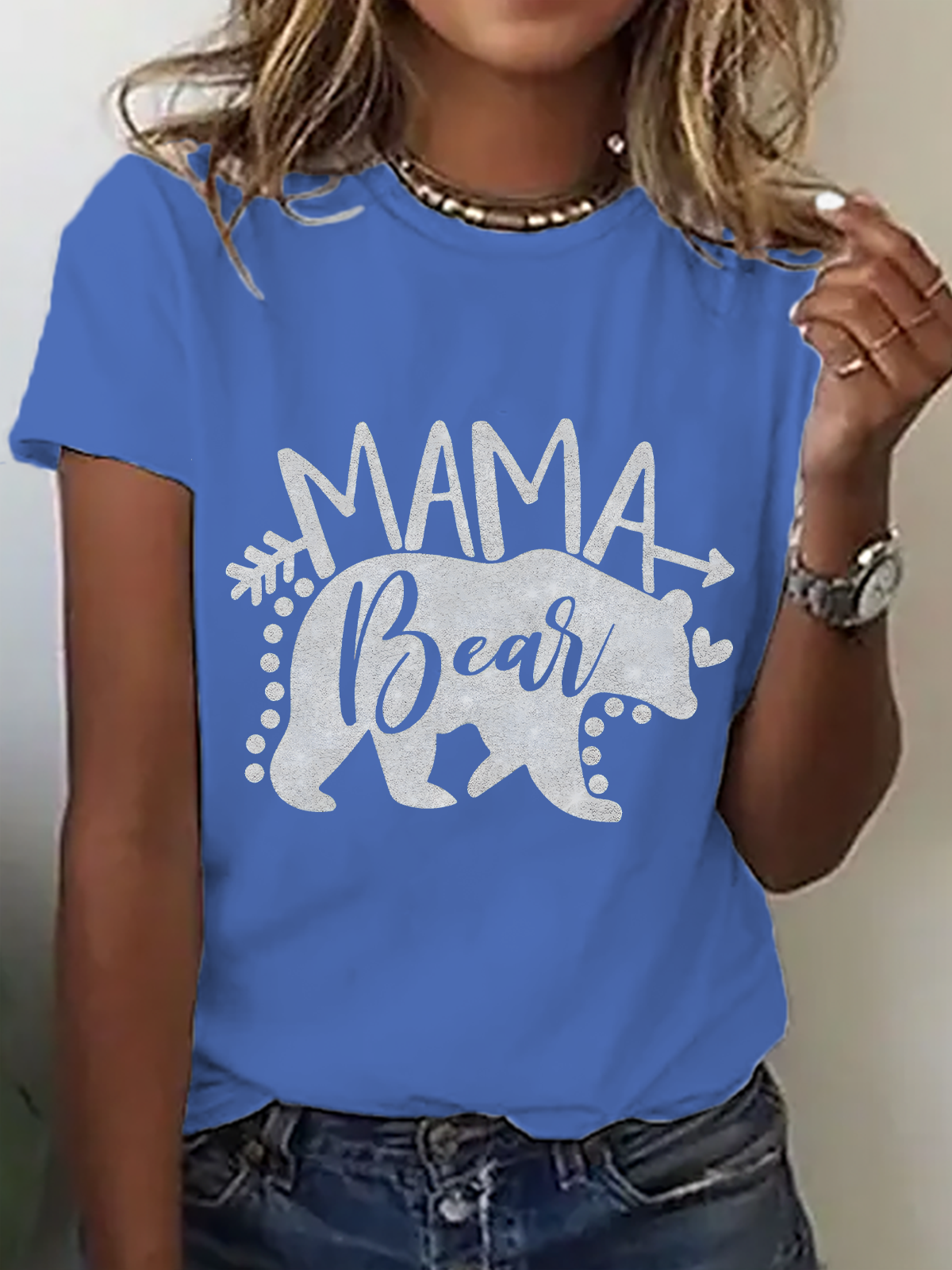 Casual Text Letters Crew Neck Short Sleeve T-shirt