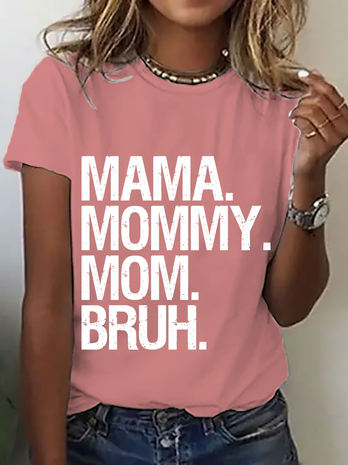 Casual Text Letters Crew Neck Short Sleeve T-shirt