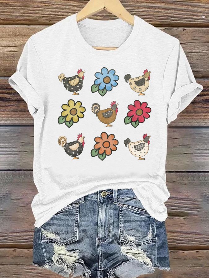 Casual Animal Crew Neck Short Sleeve T-shirt