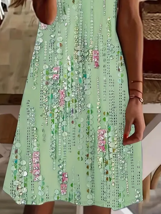 Women Floral V Neck Short Sleeve Comfy Casual Printing Knee Length Dress