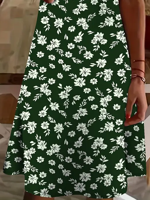 Women Floral V Neck Short Sleeve Comfy Casual Printing Knee Length Dress