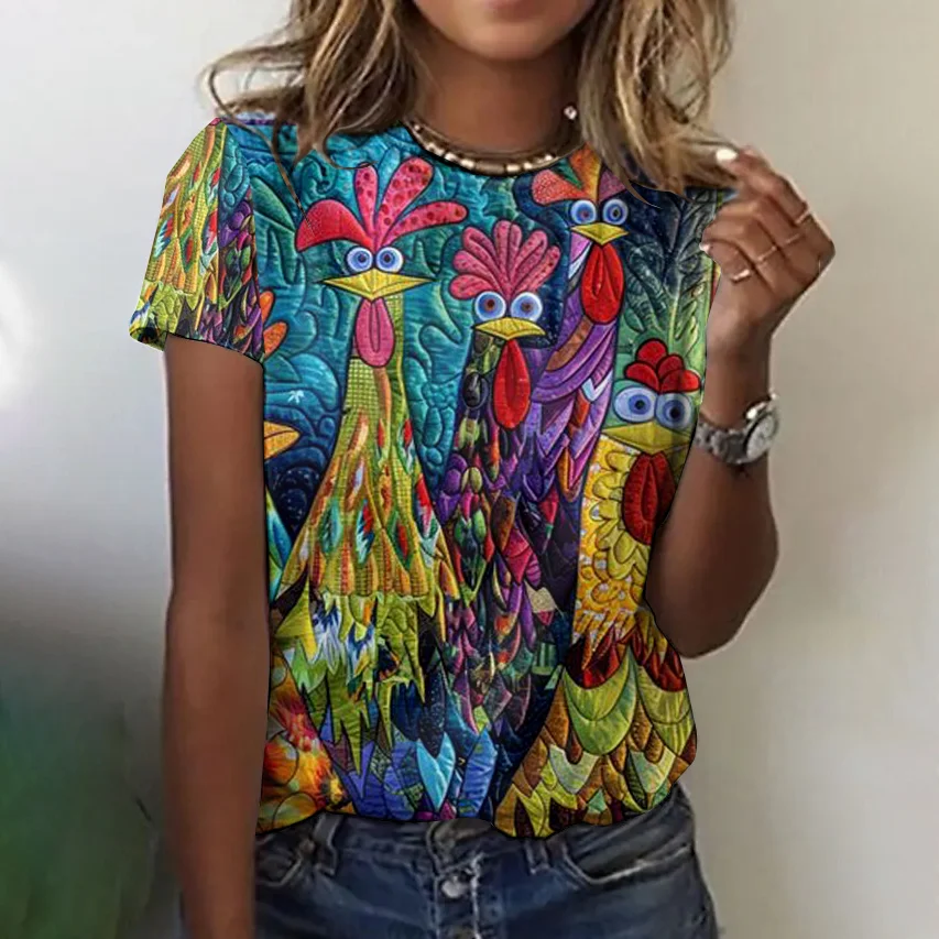 Casual Animal Crew Neck Short Sleeve T-shirt