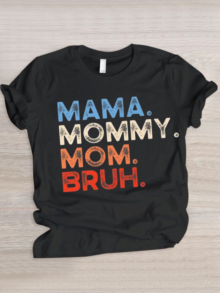 Casual Text Letters Crew Neck Short Sleeve T-shirt