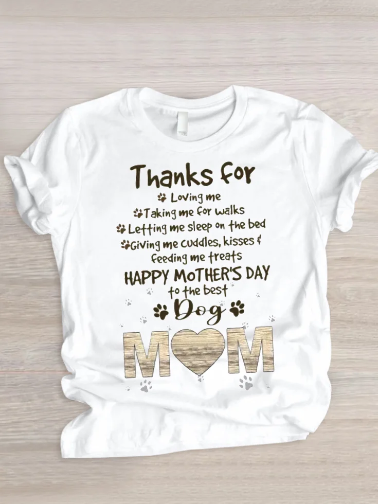 Casual Text Letters Crew Neck Short Sleeve T-shirt