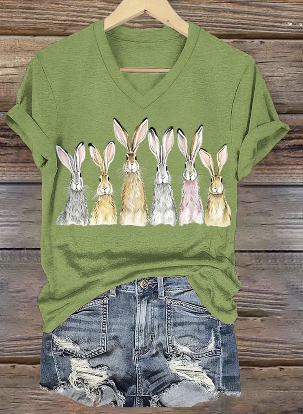 Casual Animal V Neck Short Sleeve T-shirt