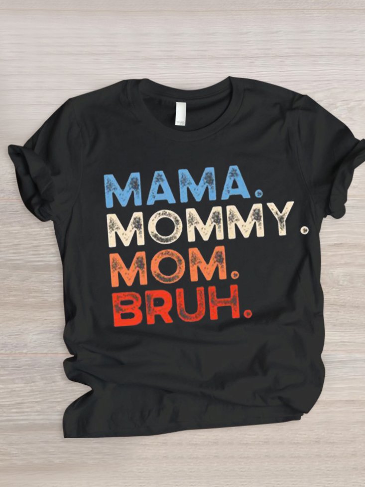 Casual Text Letters Crew Neck Short Sleeve T-shirt