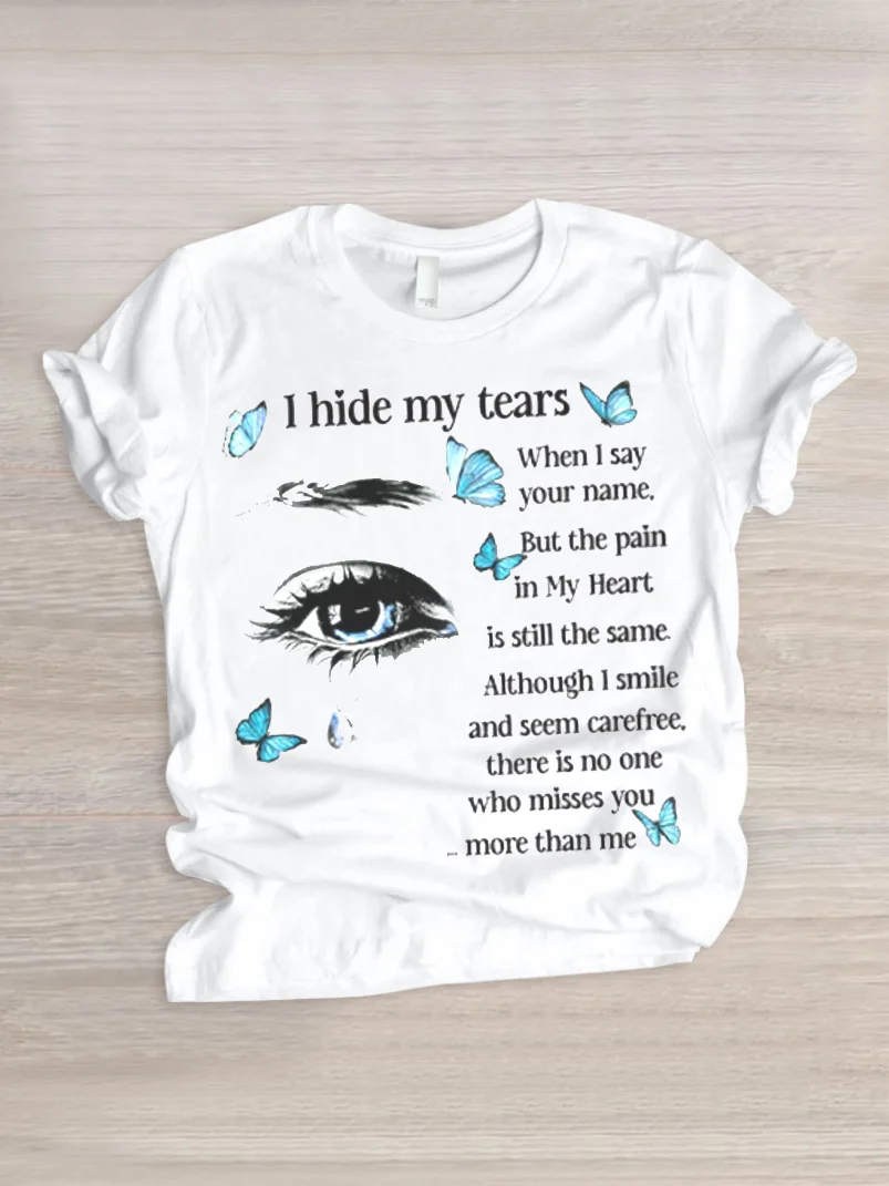 Casual Text Letters Crew Neck Short Sleeve T-shirt