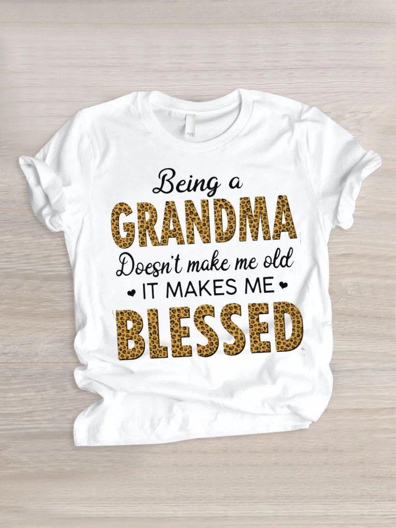 Casual Text Letters Crew Neck Short Sleeve T-shirt