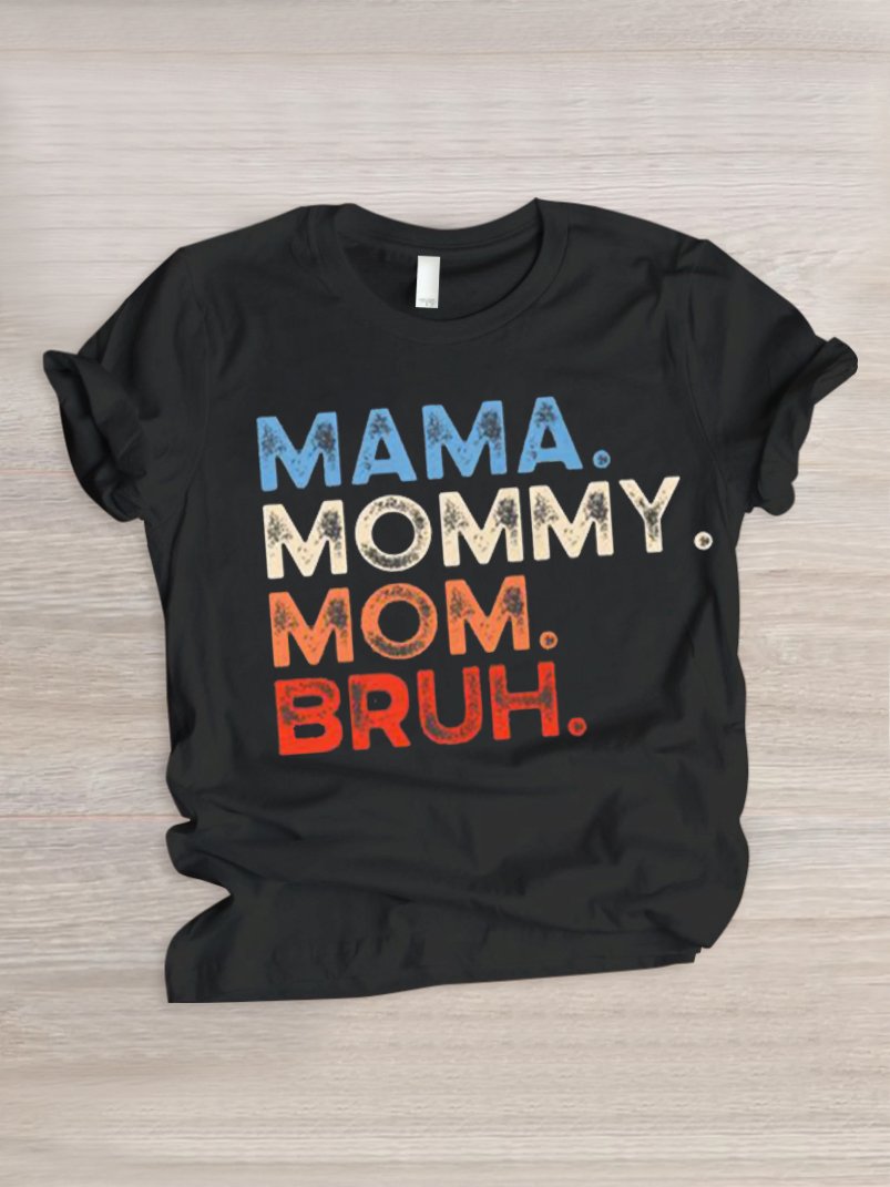 Casual Text Letters Crew Neck Short Sleeve T-shirt