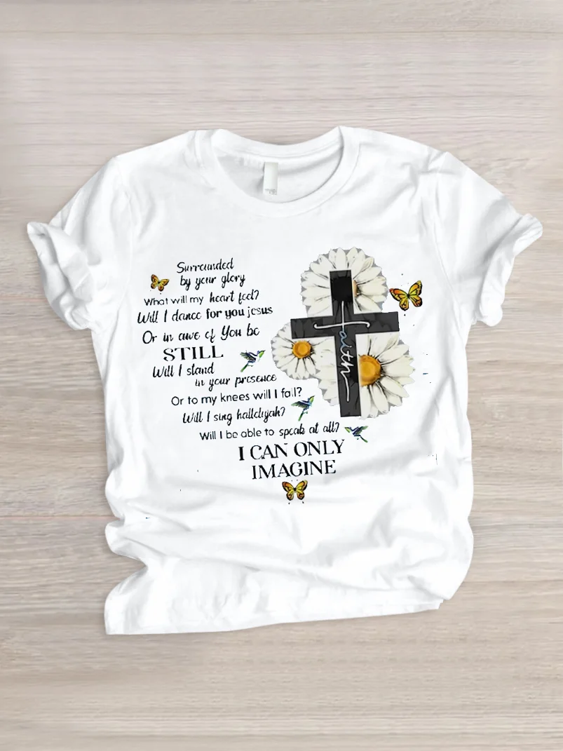 Casual Floral Crew Neck Short Sleeve T-shirt