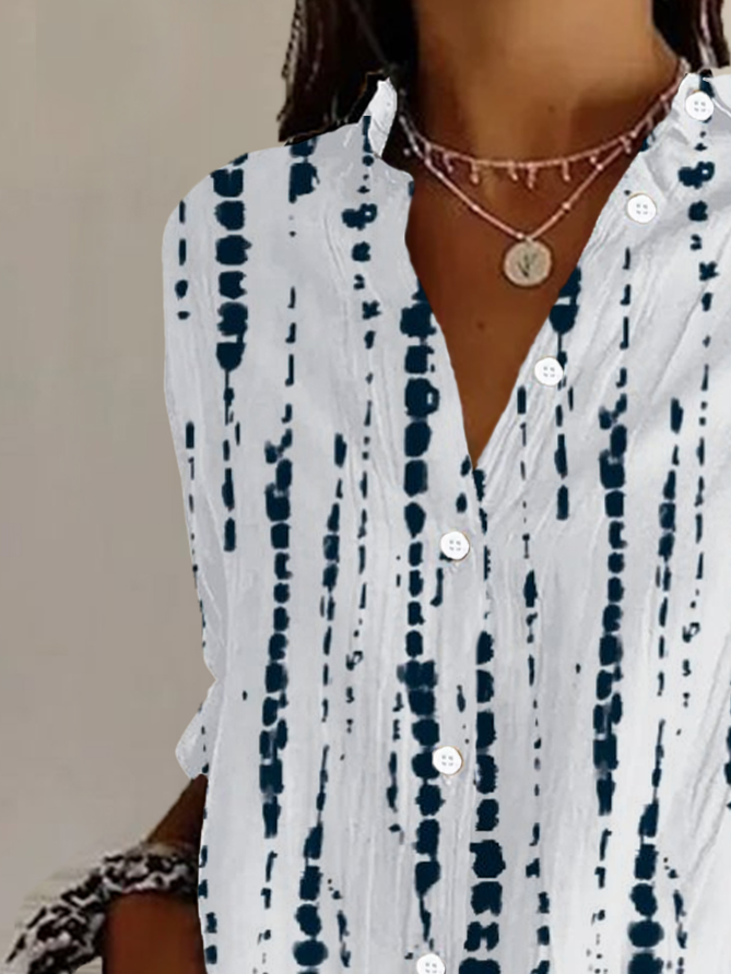 Shirt Collar Long Sleeve Striped Buckle Regular Loose Button Up Shirt Shirt For Women