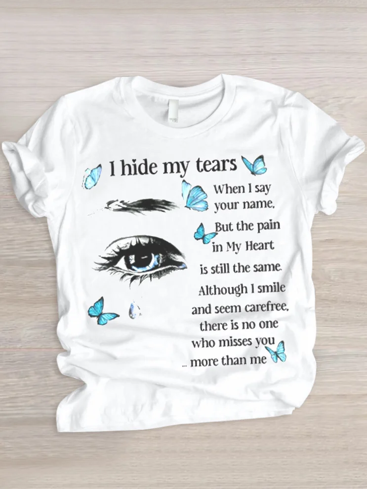 Casual Text Letters Crew Neck Short Sleeve T-shirt