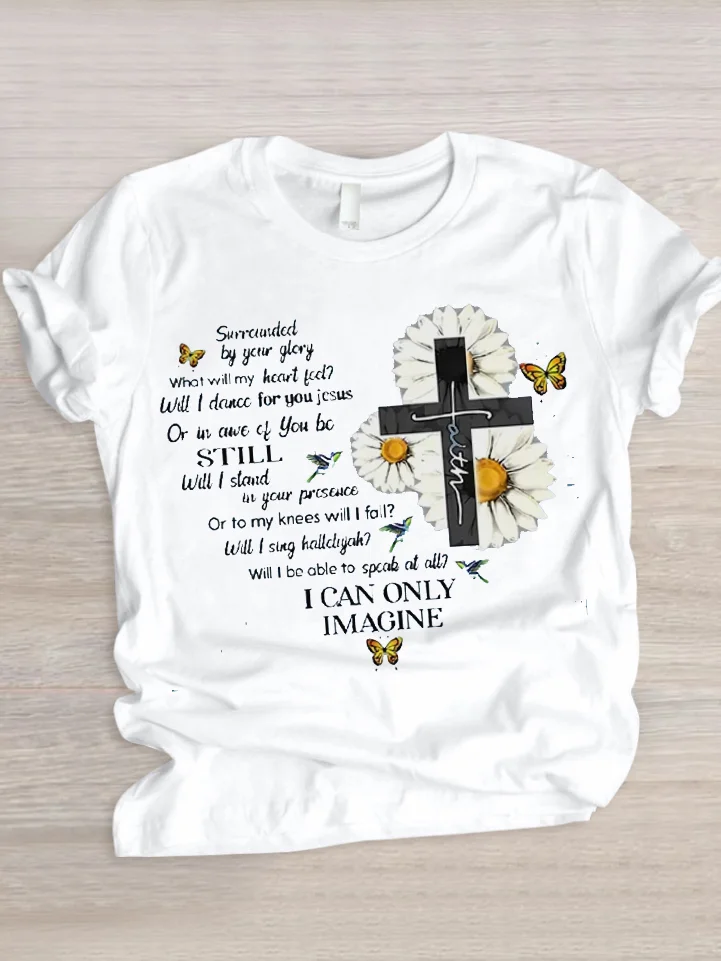 Casual Floral Crew Neck Short Sleeve T-shirt