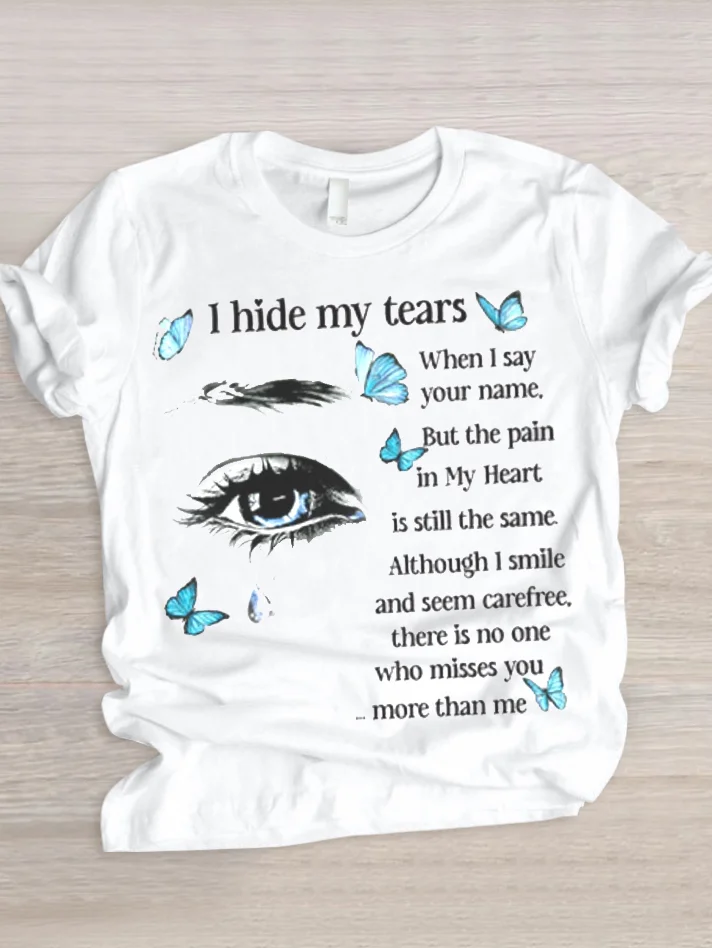 Casual Text Letters Crew Neck Short Sleeve T-shirt