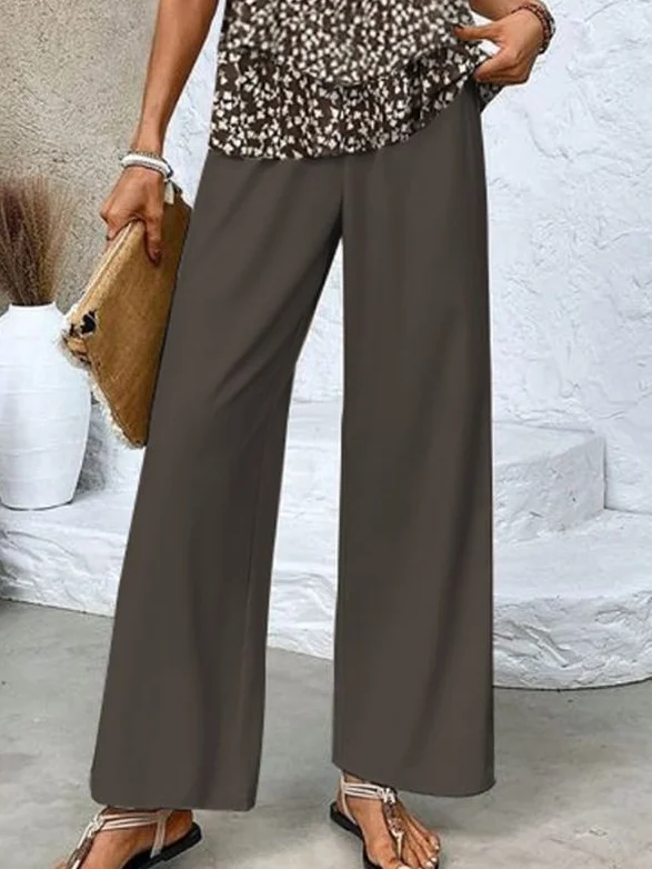 Women Floral Crew Neck Sleeveless Comfy Casual Printing Top With Pants Two-Piece Set