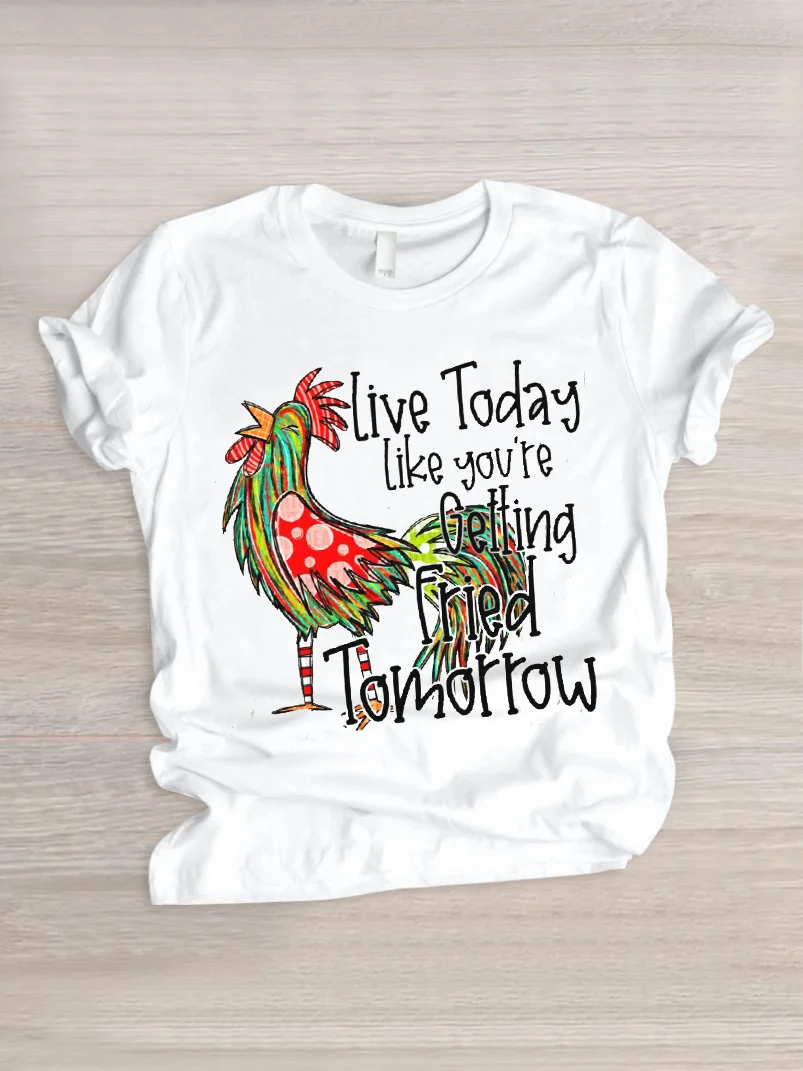 Casual Animal Crew Neck Short Sleeve T-shirt