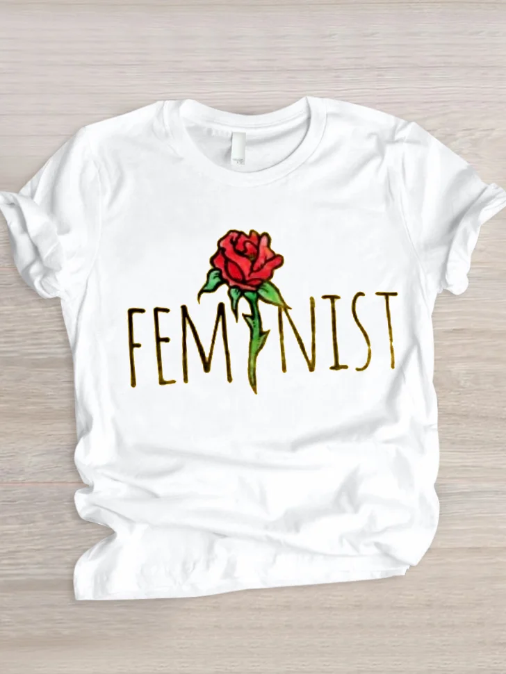 Casual Floral Crew Neck Short Sleeve T-shirt