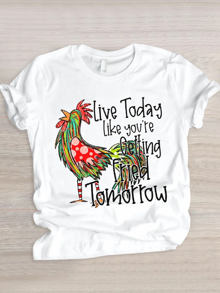 Casual Animal Crew Neck Short Sleeve T-shirt