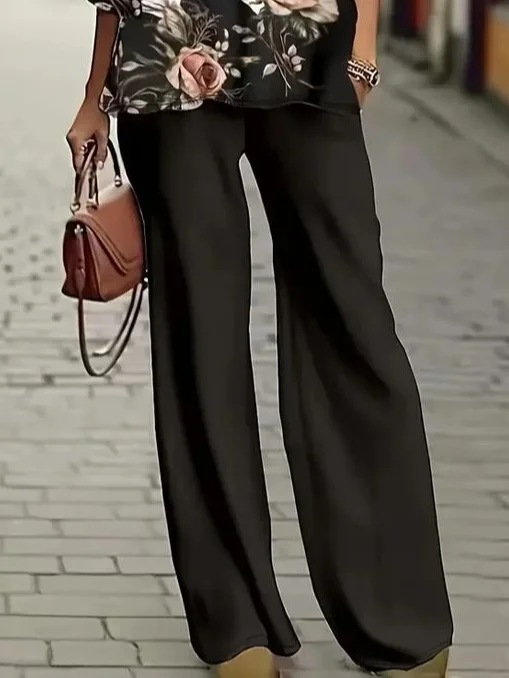 Women's Floral Printing Two-Piece Set Daily Long Sleeve Casual Spring/Fall Top With Pants Matching Set