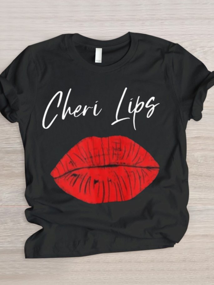 Casual Text Letters Crew Neck Short Sleeve T-shirt