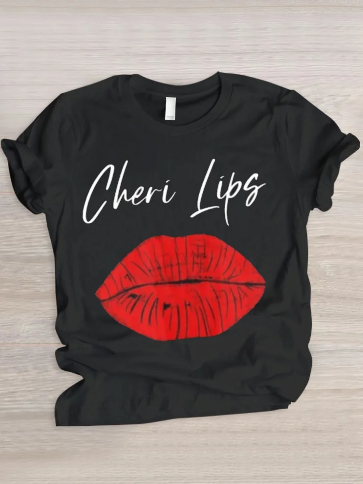 Casual Text Letters Crew Neck Short Sleeve T-shirt