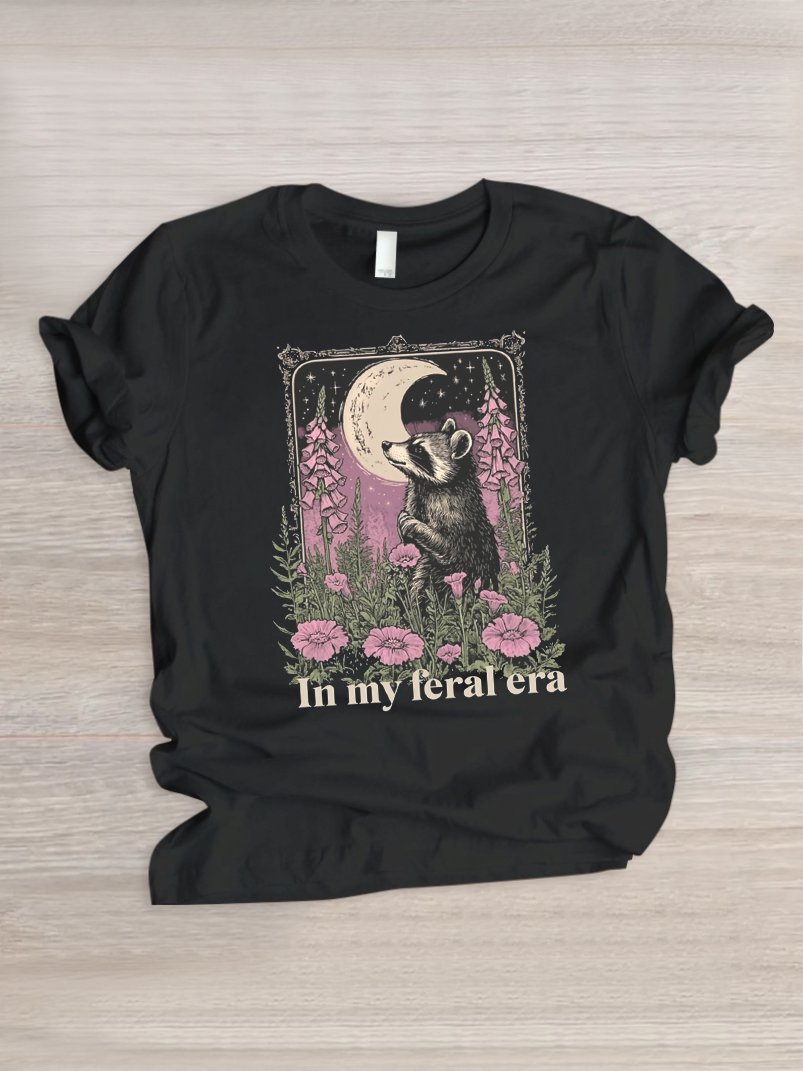 Casual Animal Crew Neck Short Sleeve T-shirt