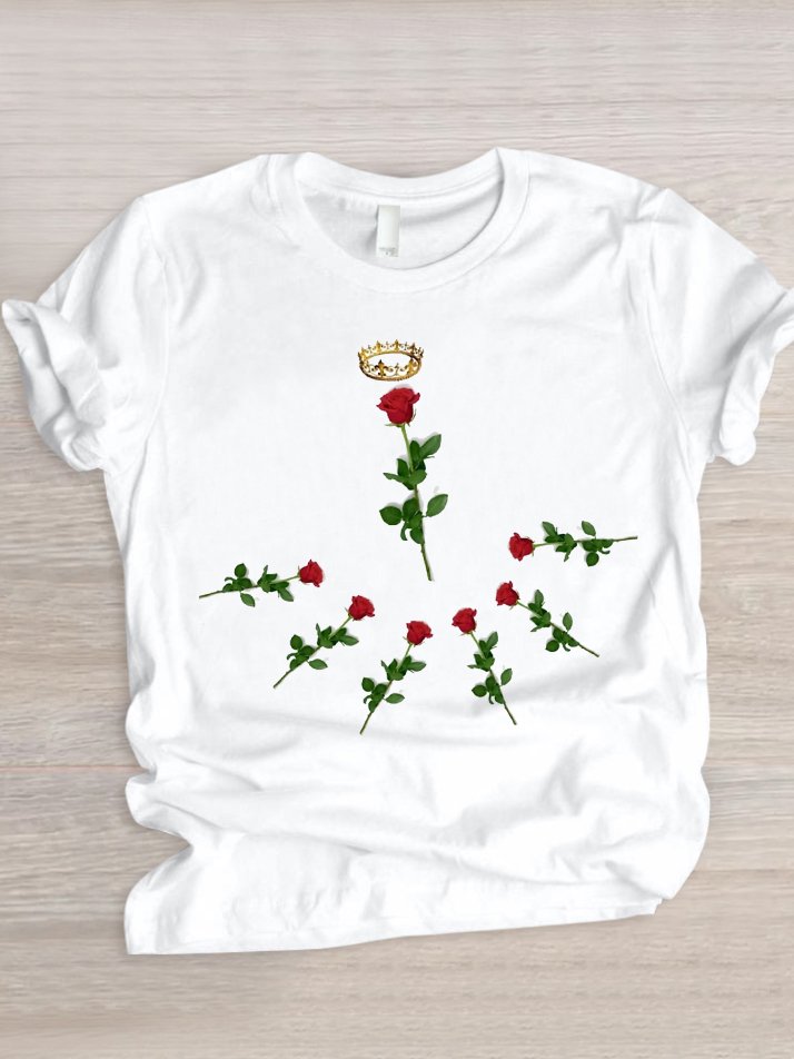 Casual Floral Crew Neck Short Sleeve T-shirt