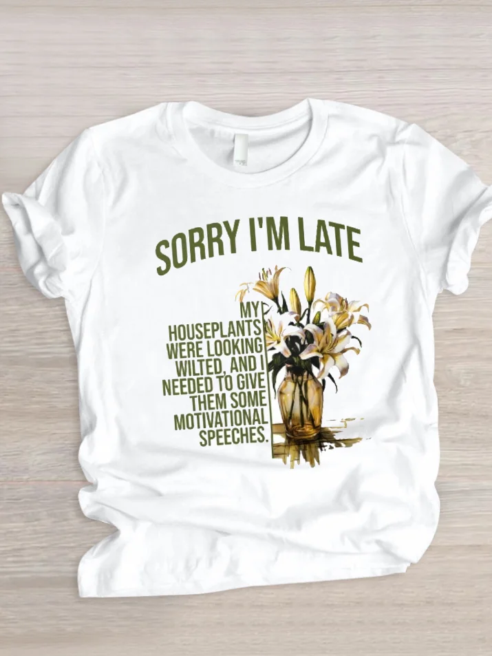 Casual Floral Crew Neck Short Sleeve T-shirt