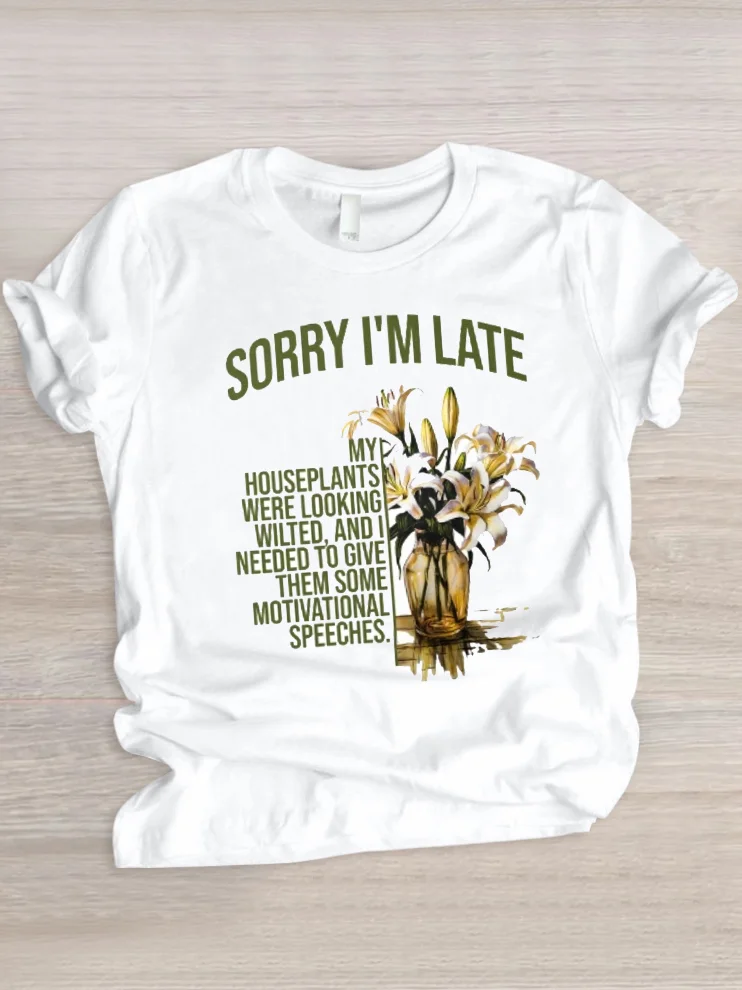 Casual Floral Crew Neck Short Sleeve T-shirt