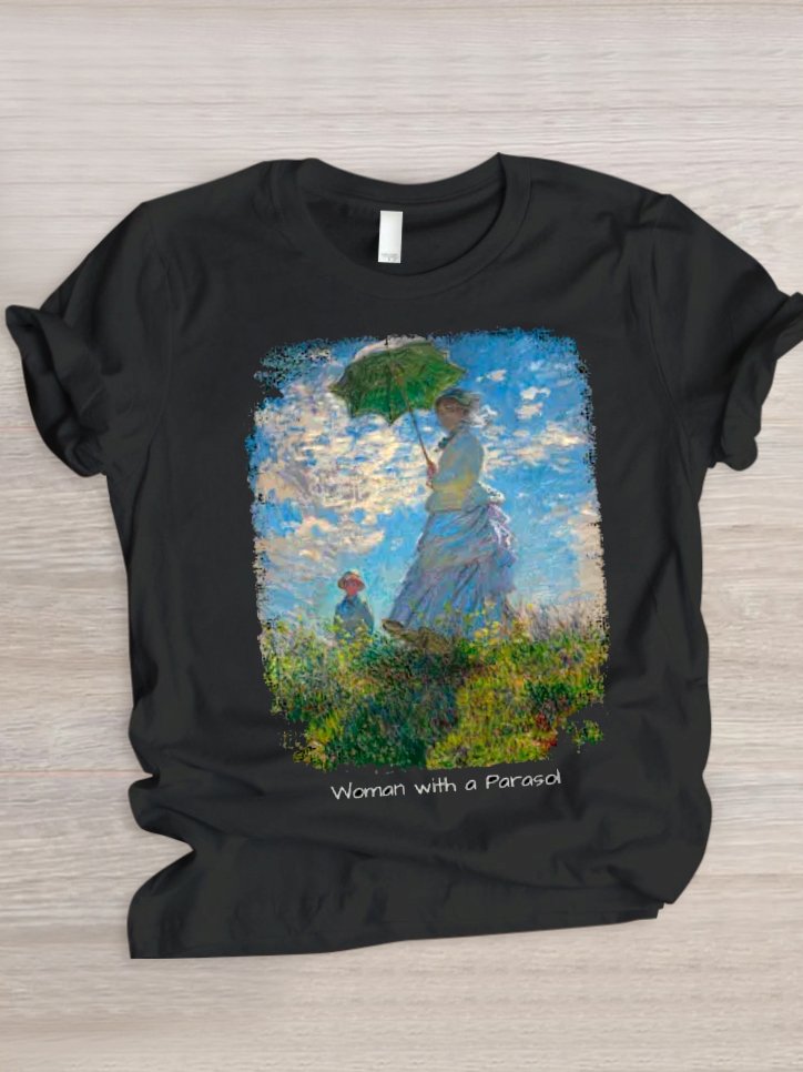 Casual Painting Crew Neck Short Sleeve T-shirt