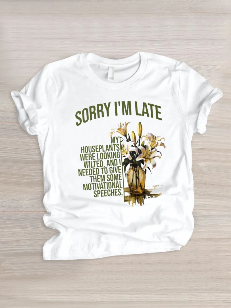 Casual Floral Crew Neck Short Sleeve T-shirt