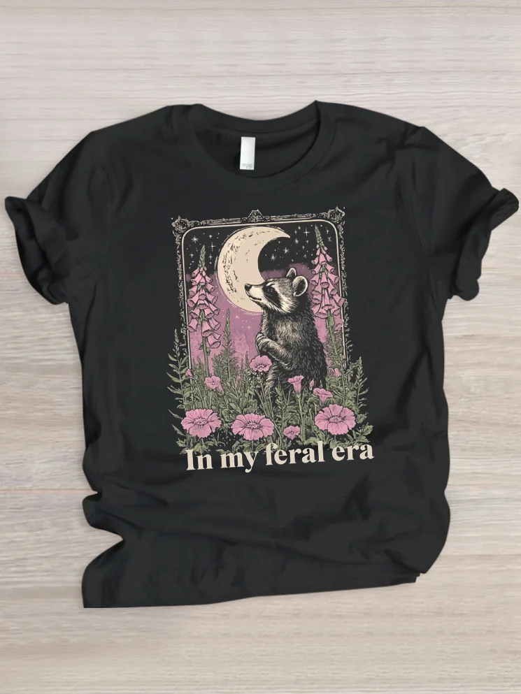 Casual Animal Crew Neck Short Sleeve T-shirt