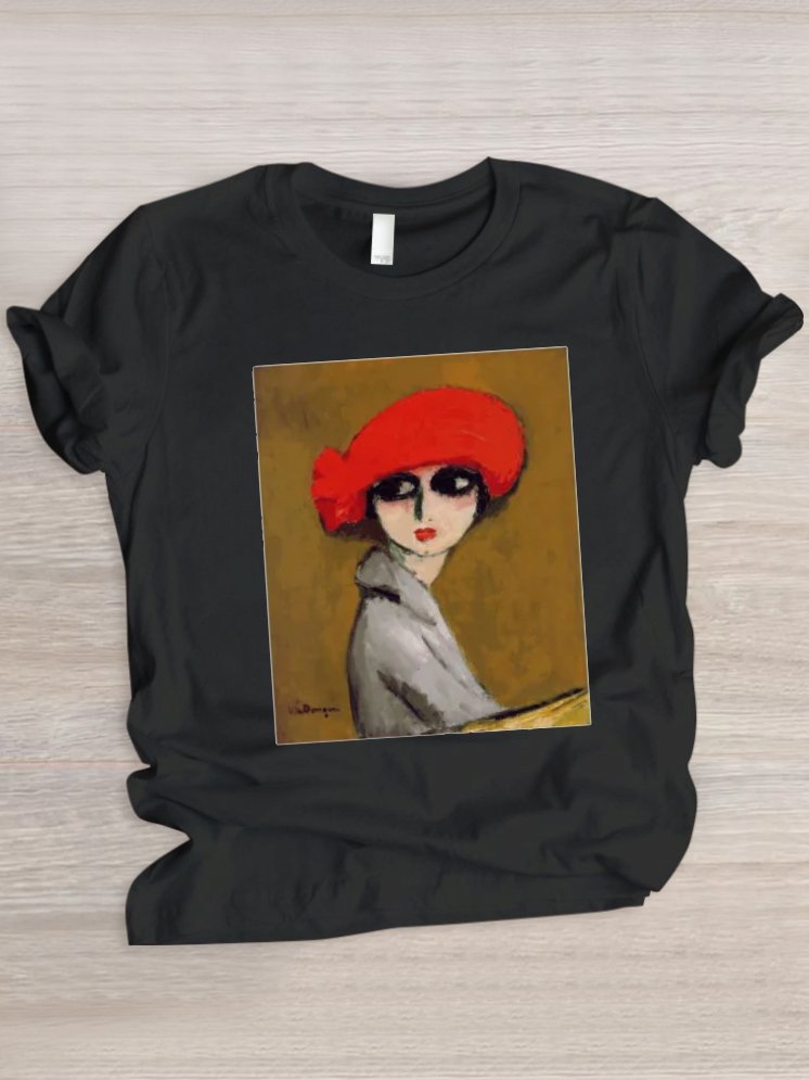 Casual Painting Crew Neck Short Sleeve T-shirt