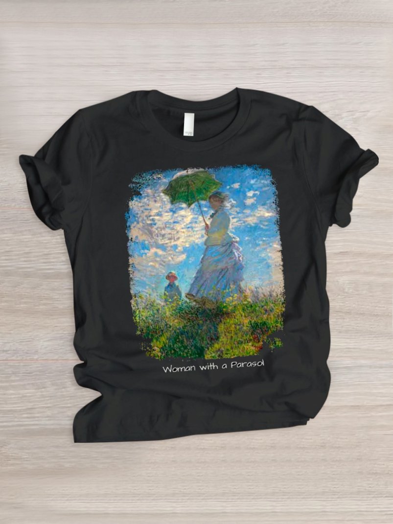 Casual Painting Crew Neck Short Sleeve T-shirt