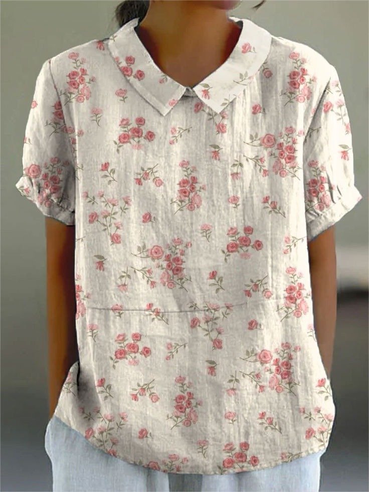 Women Pink Floral Casual Blouse