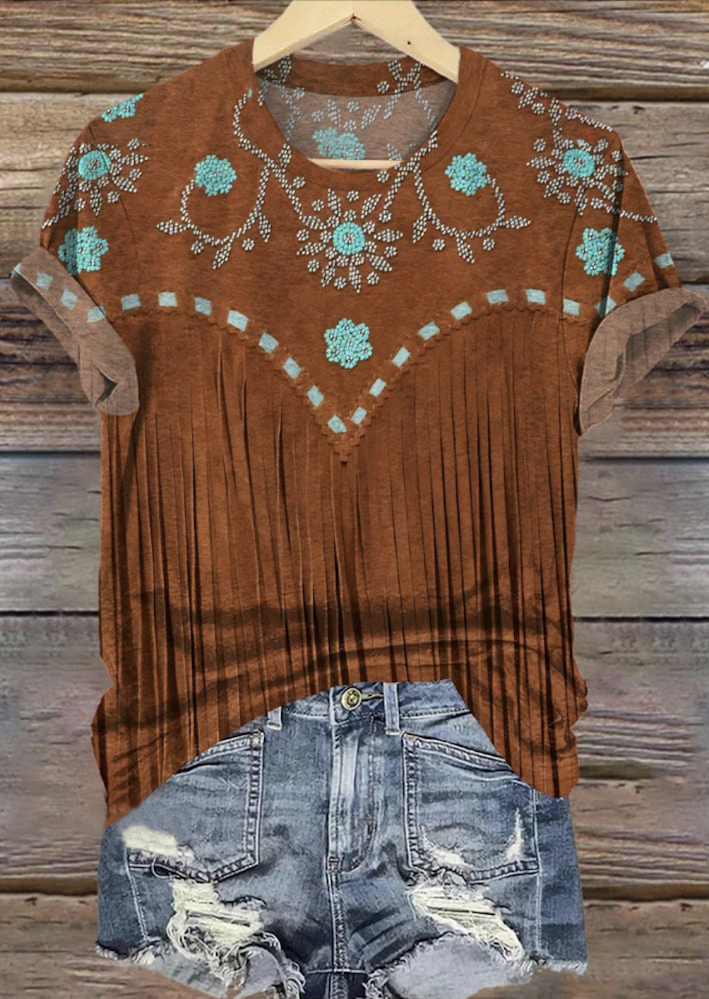 Casual Geometric Crew Neck Short Sleeve T-shirt