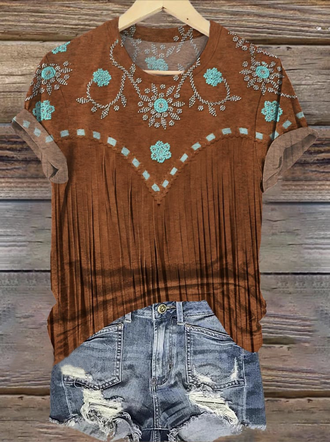 Casual Geometric Crew Neck Short Sleeve T-shirt