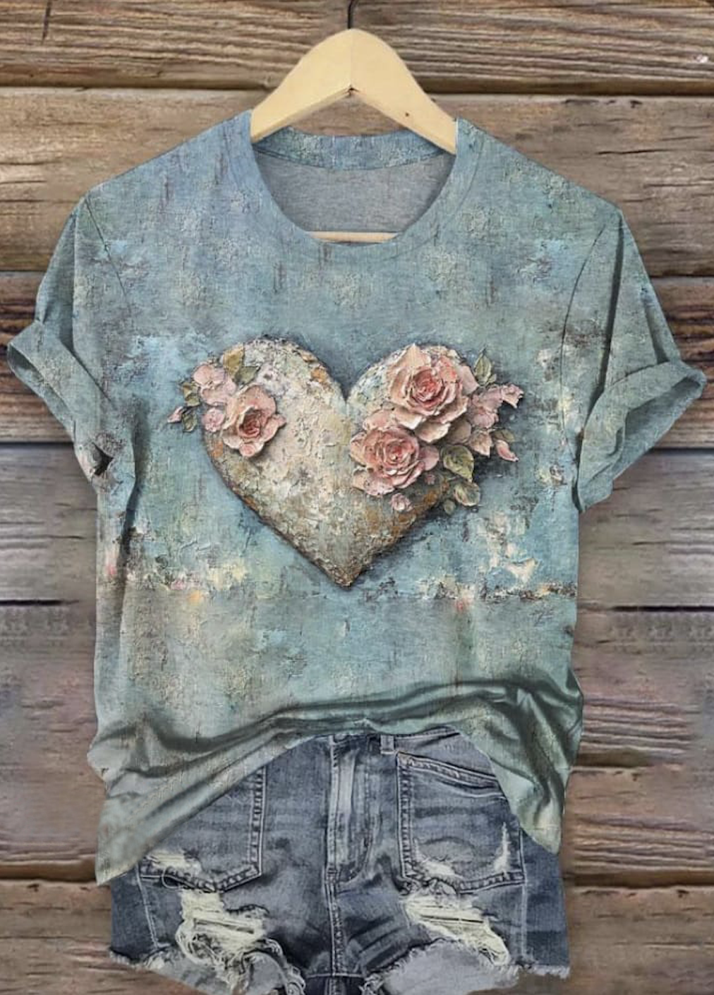 Casual Floral Crew Neck Short Sleeve T-shirt